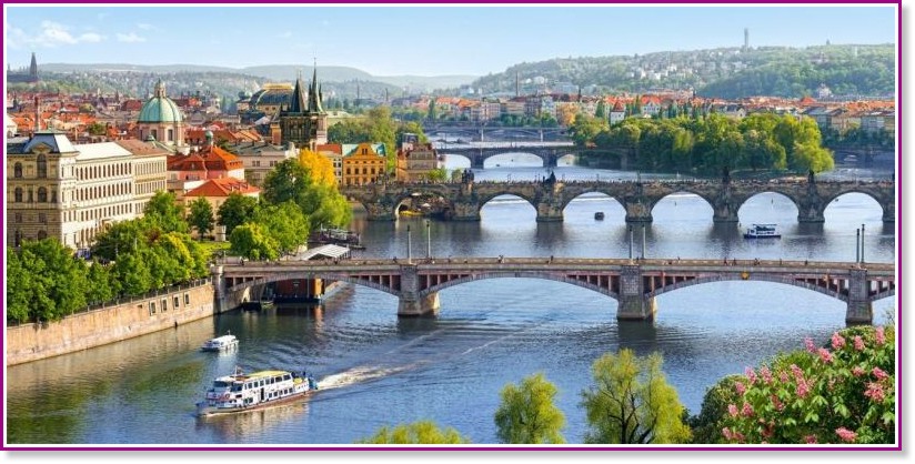 Мостовете над Вълтава в Прага - Панорамен пъзел от 4000 части - пъзел