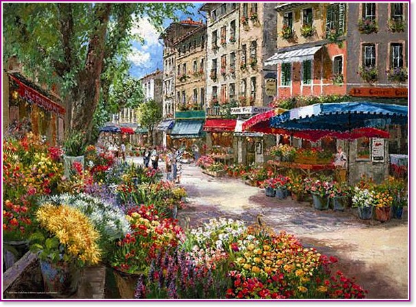 Магазин за цветя в Париж - Пъзел от 1000 части на Сам Пак - пъзел