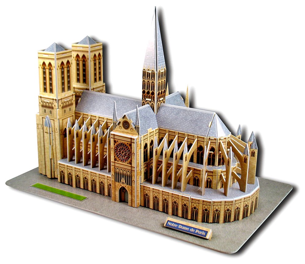 Катедралата Нотр Дам, Париж - 3D пъзел от 74 части - пъзел