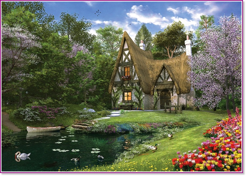 Дом край езерото през пролетта - Доминик Дейвисън (Dominic Davison) - пъзел