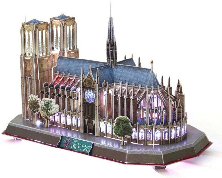 Катедралата Нотр Дам, Париж - Светещ 3D пъзел от 149 части - пъзел