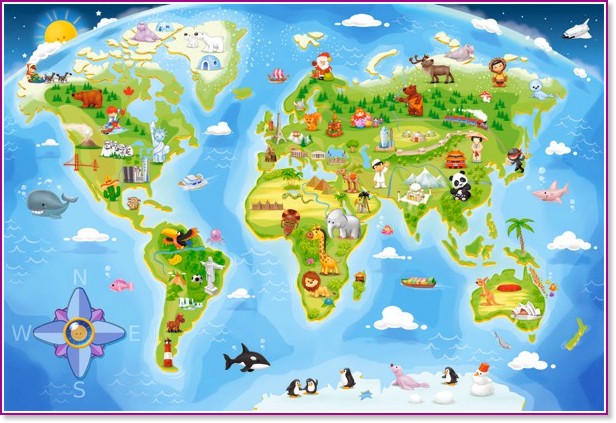 Карта на света - Пъзел от 40 големи части от колекцията "Premium" - пъзел