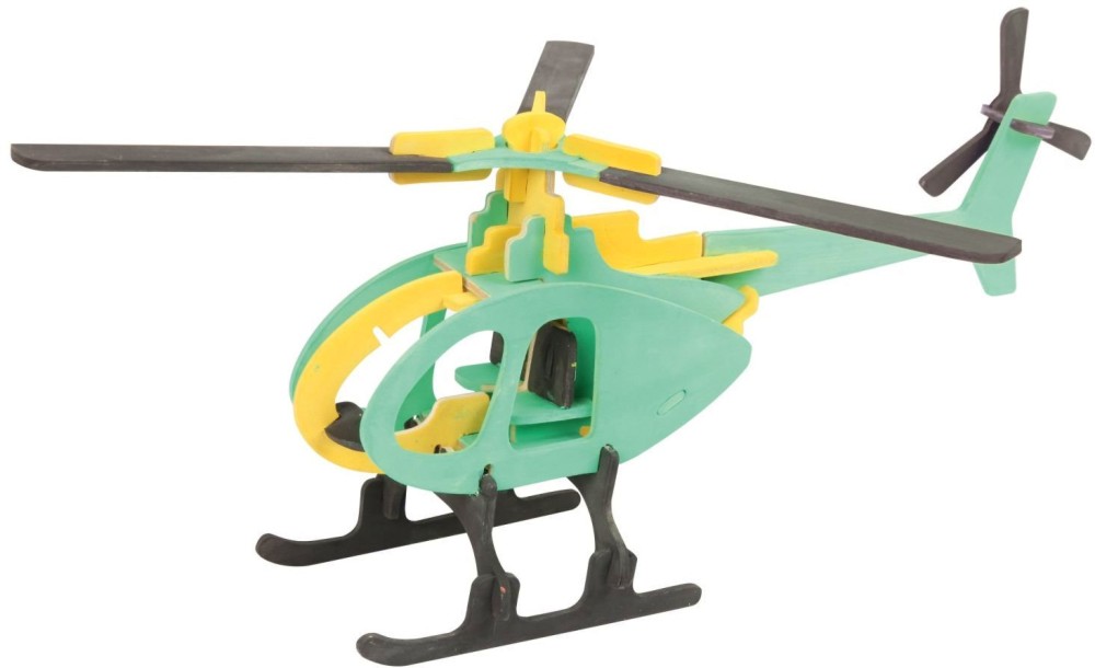 Хеликоптер - Дървен 3D пъзел за оцветяване от серията "Mara" - пъзел