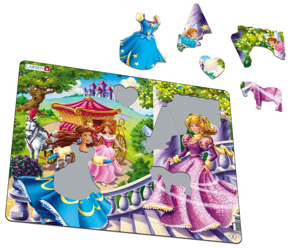 Принцеси - Пъзел в картонена подложка от 24 части в нестандартна форма - пъзел