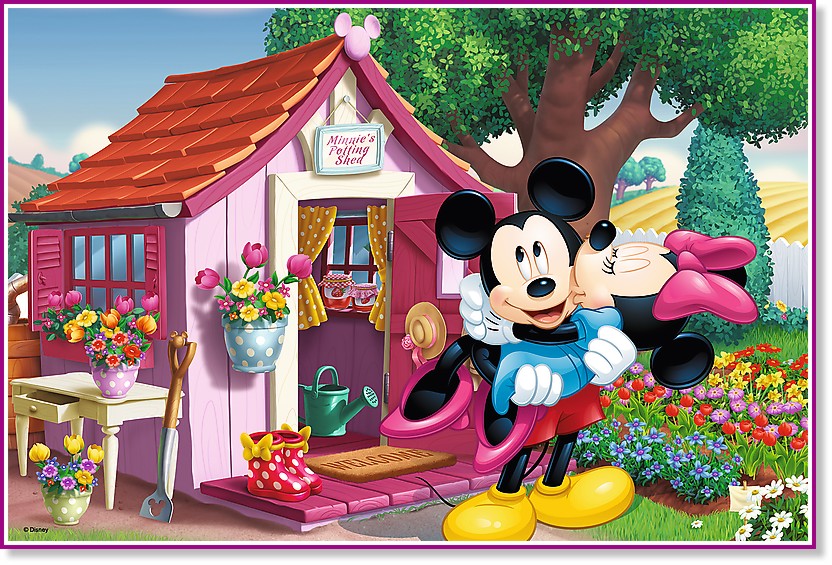 Мики и Мини в градината - Пъзел от 100 части на тема Мики Маус и приятели - пъзел