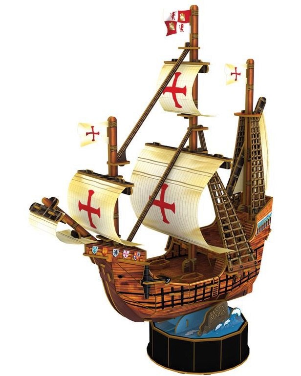 Корабът Санта Мария - 3D картонен пъзел от 93 части - пъзел