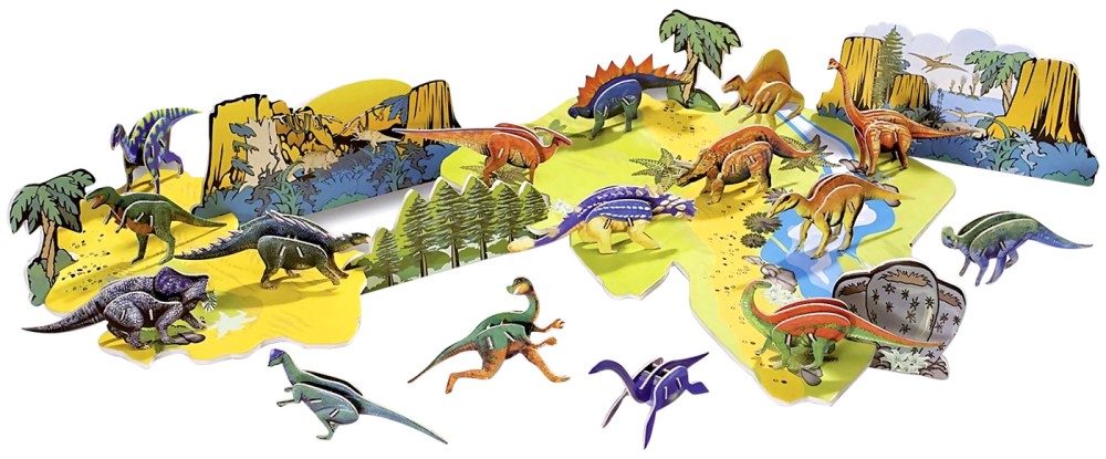 Динозаври - 3D картонен пъзел от 88 части - пъзел