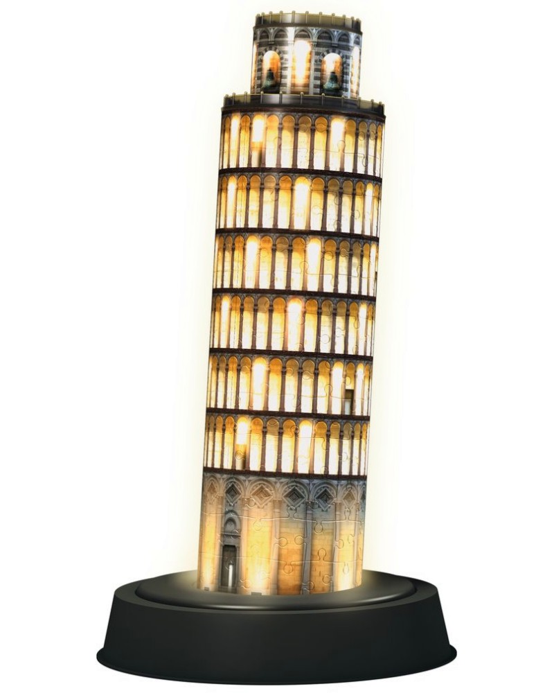 Наклонената кула в Пиза - 3D пъзел от 216 части с LED светлини - пъзел