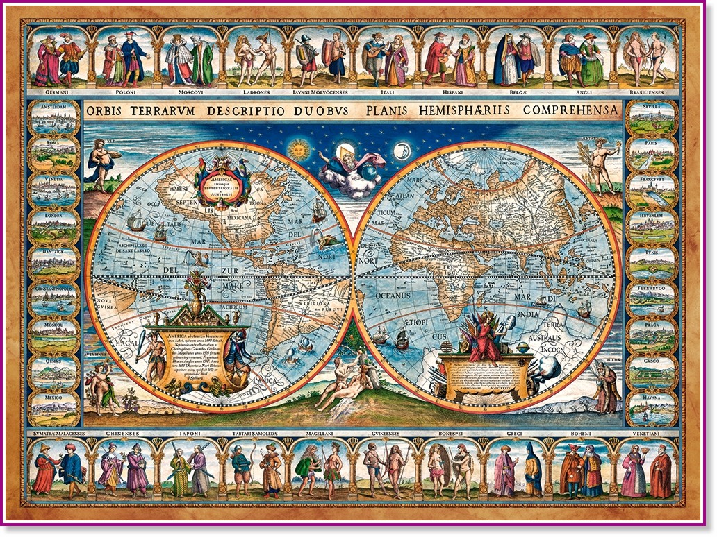 Карта на света от 1639 година - Пъзел от 2000 части - пъзел