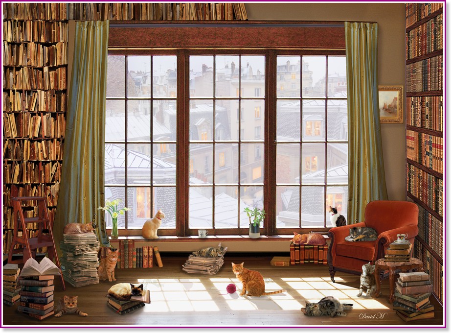 Котки на прозореца - Пъзел от 1000 части на Дейвид Маклийн - пъзел