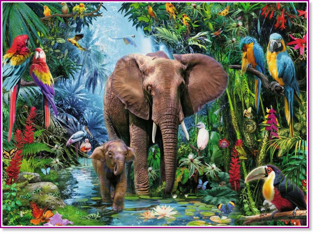 Слонове в оазиса - Пъзел от 150 големи части - пъзел