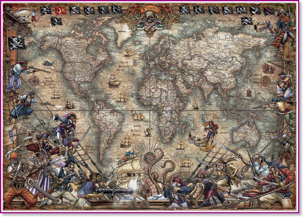 Пиратска карта - Пъзел от 2000 части - пъзел