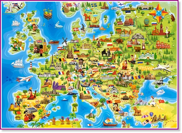 Карта на Европа - Пъзел от 100 части от колекцията Premium - пъзел