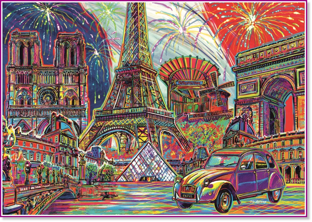 Цветен Париж - Пъзел от 1000 части на П. Д. Морено от колекцията "Premium quality" - пъзел