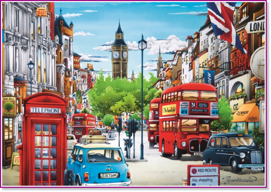 Лондонска улица - Пъзел от 1000 части на Хироюки Таникава от колекцията "Premium quality" - пъзел