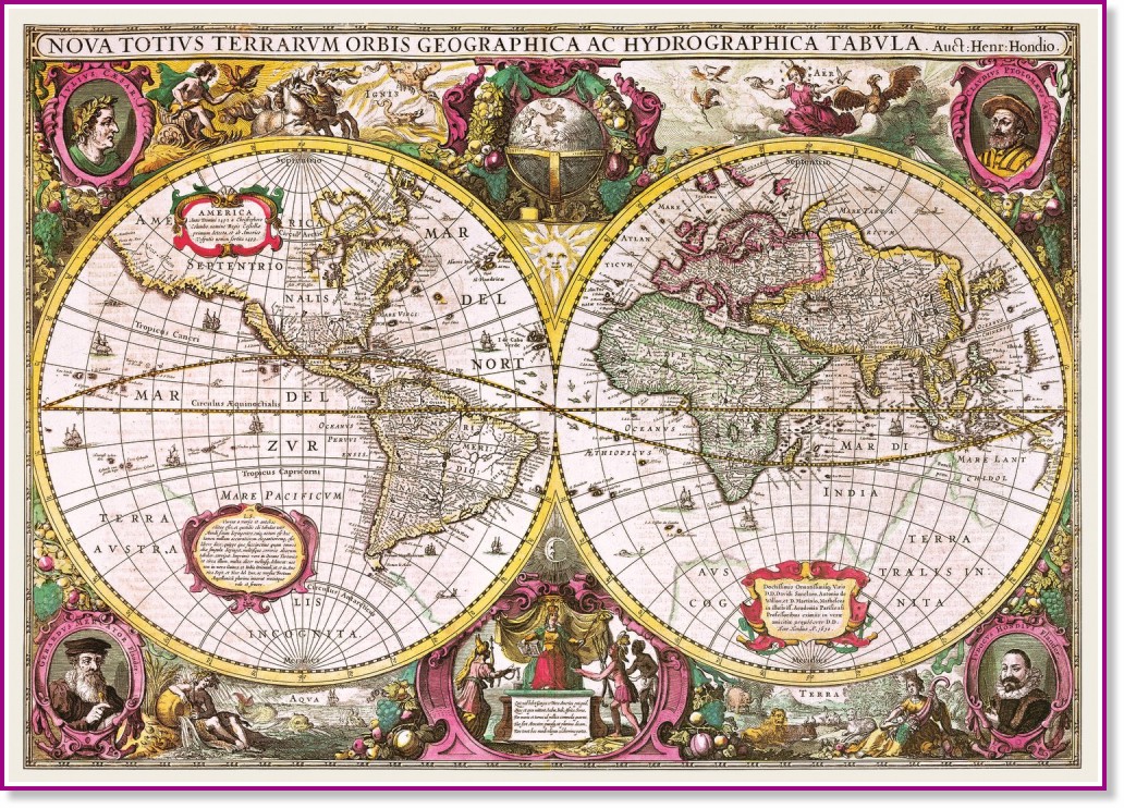 Карта на света от 1630 година - Пъзел от 2000 части от колекцията Premium Quality - пъзел