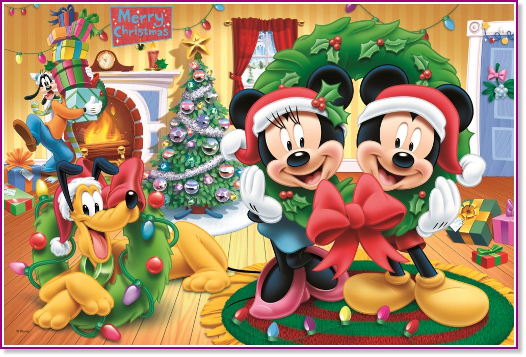 Коледа с Мики Маус - Пъзел от 100 части на тема "Мики Маус" - пъзел