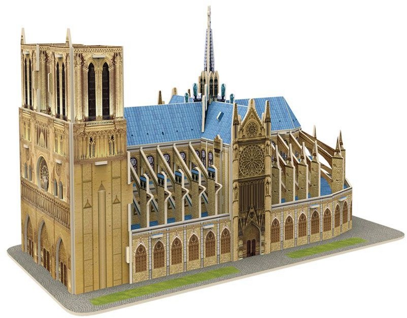 Катедралата Нотр Дам, Париж - 3D картонен пъзел от 53 части - пъзел