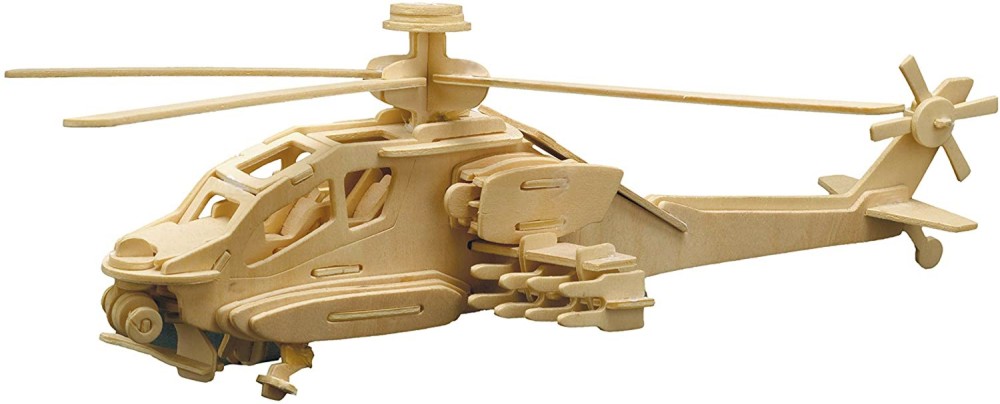 Хеликоптер - Apache - Дървен 3D пъзел - пъзел