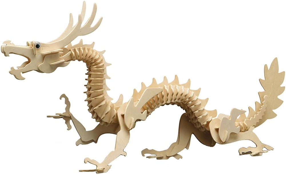 Китайски дракон - Дървен 3D пъзел - пъзел