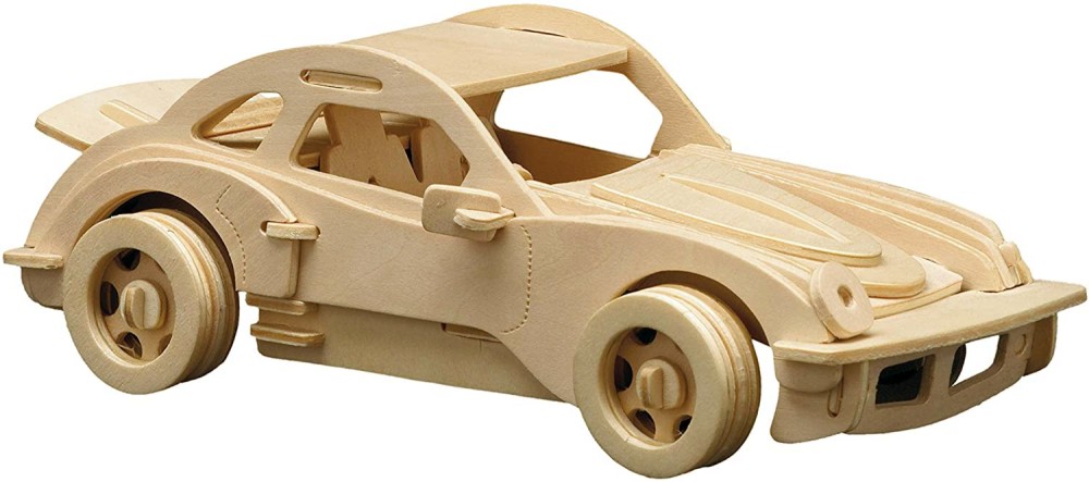 Спортна кола - Дървен 3D пъзел - пъзел