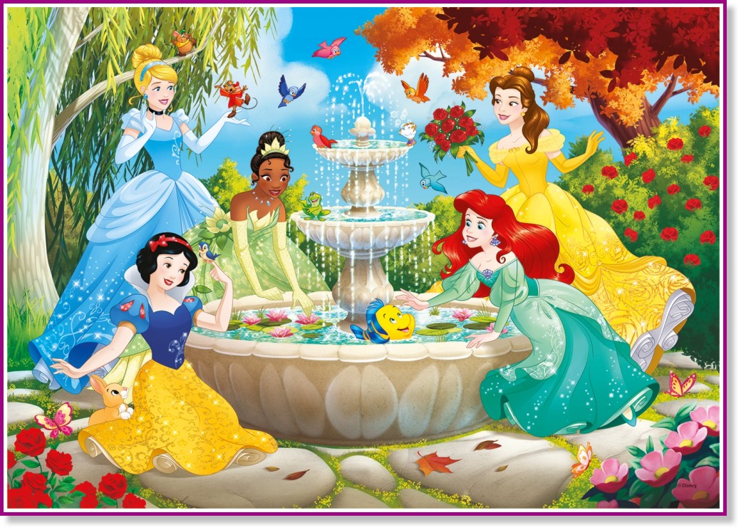 Забавление край фонтана - Пъзел от 60 части на тема Принцесите на Дисни - пъзел