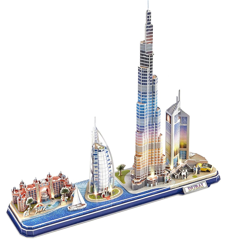 Забележителностите на Дубай - Светещи 3D пъзели от 182 картонени части - пъзел