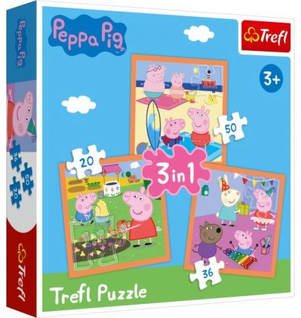 Семейни забавления - 3 пъзела от 20, 36 и 50 части на тема "Peppa Pig" - пъзел