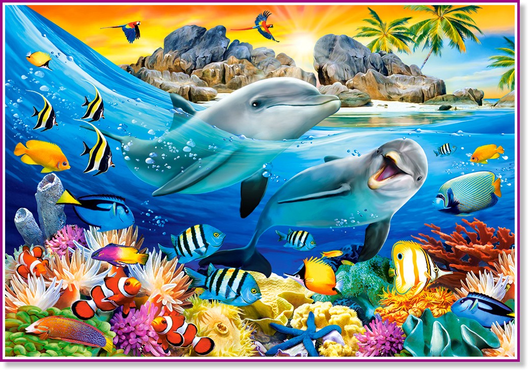 Делфини в Тропика - Пъзел от 180 части, от колекцията "Premium" - пъзел