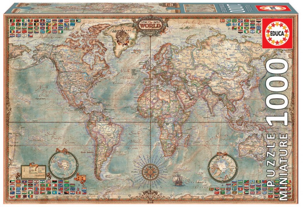 Политическа карта на света - Пъзел от 1000 части - пъзел