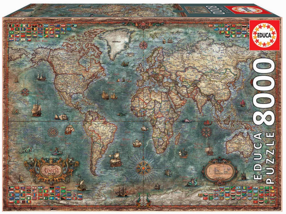 Историческа карта на света - Пъзел от 8000 части - пъзел