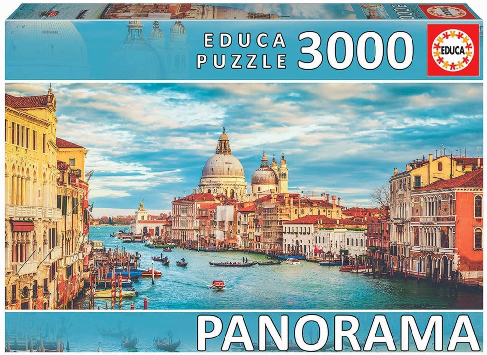 Канал Гранде, Венеция - Панорамен пъзел от 3000 части - пъзел