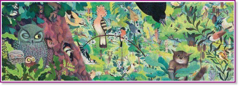 Панорамен пъзел - Птици - В комплект с плакат - пъзел