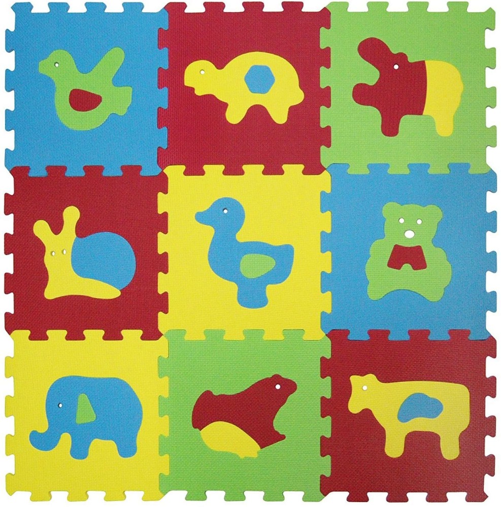Животни - Детски пъзел-килим от 9 меки части - пъзел