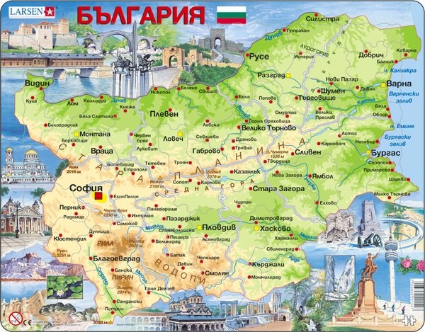 Карта на България - Образователен пъзел от 75 части в нестандартна форма - пъзел