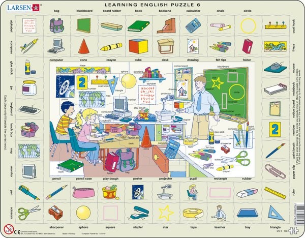 Научи английски език VI - Пъзел в картонена подложка от 70 части - пъзел