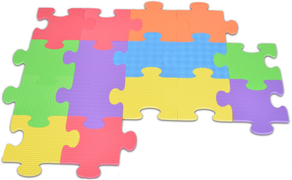 Цветове - Детски пъзел-килим от 16 меки части - пъзел
