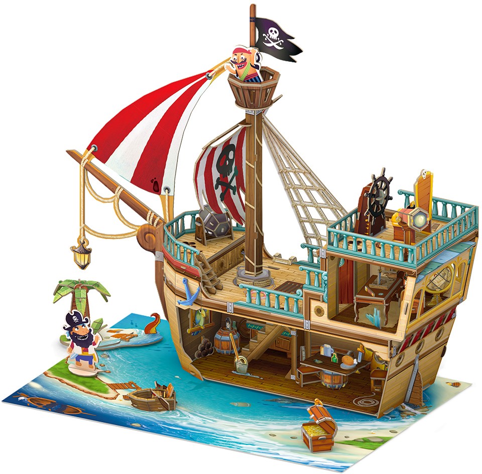 Пиратски кораб - 3D картонен пъзел от 157 части - пъзел