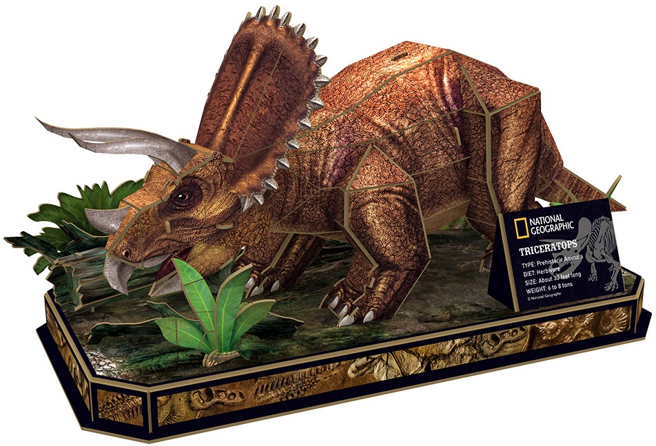 Трицератопс - 3D пъзел от 44 части от колекцията National Geographic Kids - пъзел