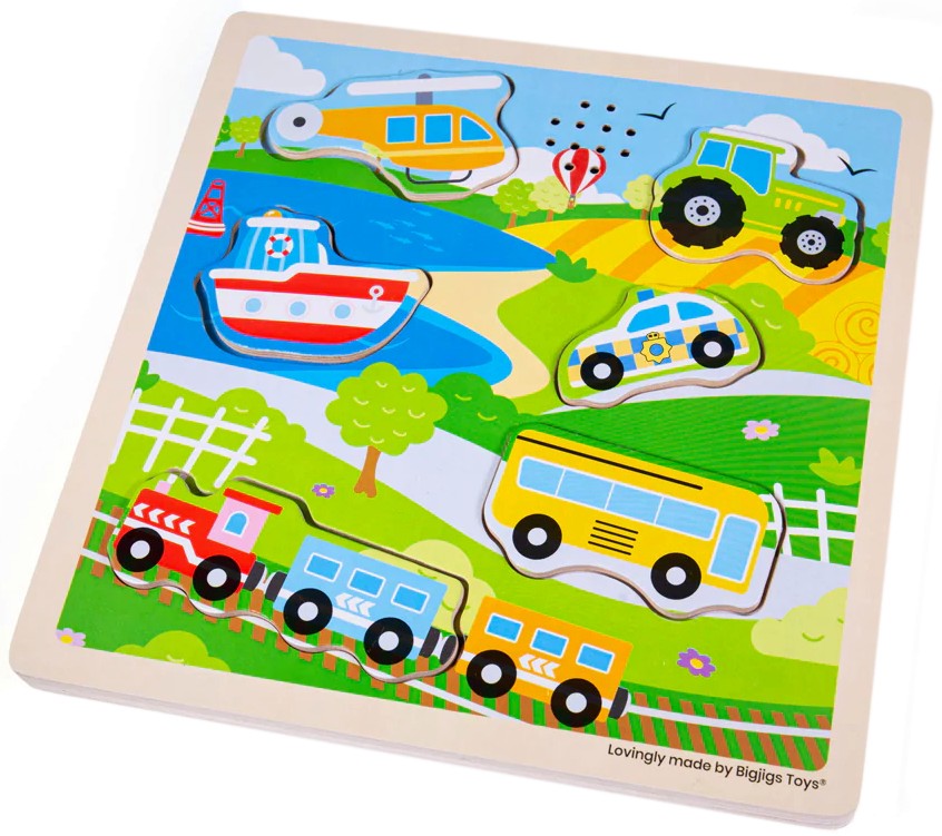 Транспортни средства - Детски образователен пъзел със звуци - пъзел