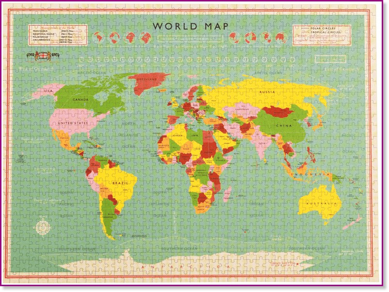 Карта на света - Пъзел от 1000 части - пъзел