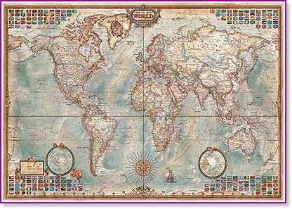 Антична карта на света - Пъзел от 4000 части - пъзел