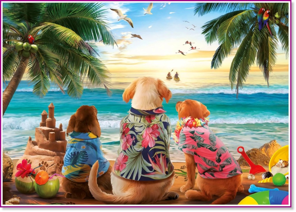 Кучета на плажа Кучета на плажа - Пъзел от 1000 части - пъзел