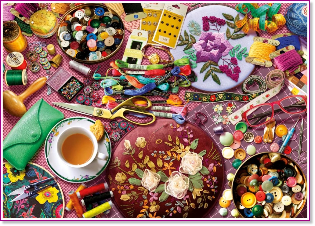 Маса за шиене Маса за шиене - Пъзел от 2000 части - пъзел