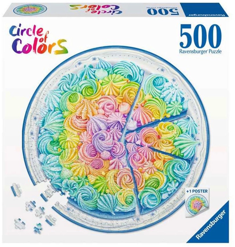 Торта дъга Торта дъга - Кръгъл пъзел от 500 части, от колекцията Circle of colors - пъзел