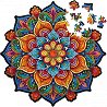Мандала с оранжеви елементи - Дървен пъзел от 100 части - пъзел