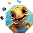 Костенурката Тео - Нестандартен пъзел от 46 части, от колекцията Hi, I'm Little - пъзел