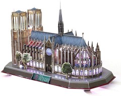 Катедралата Нотр Дам, Париж - Светещ 3D пъзел - пъзел