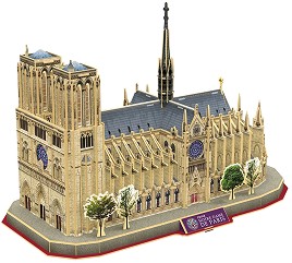 Катедралата Нотр Дам, Париж - 3D картонен пъзел от 128 части от колекцията National Geografic Kids - пъзел