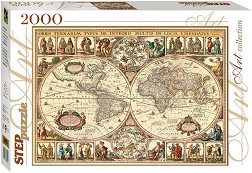 Историческа карта на Света - Пъзел от 2000 части от колекция Art - пъзел